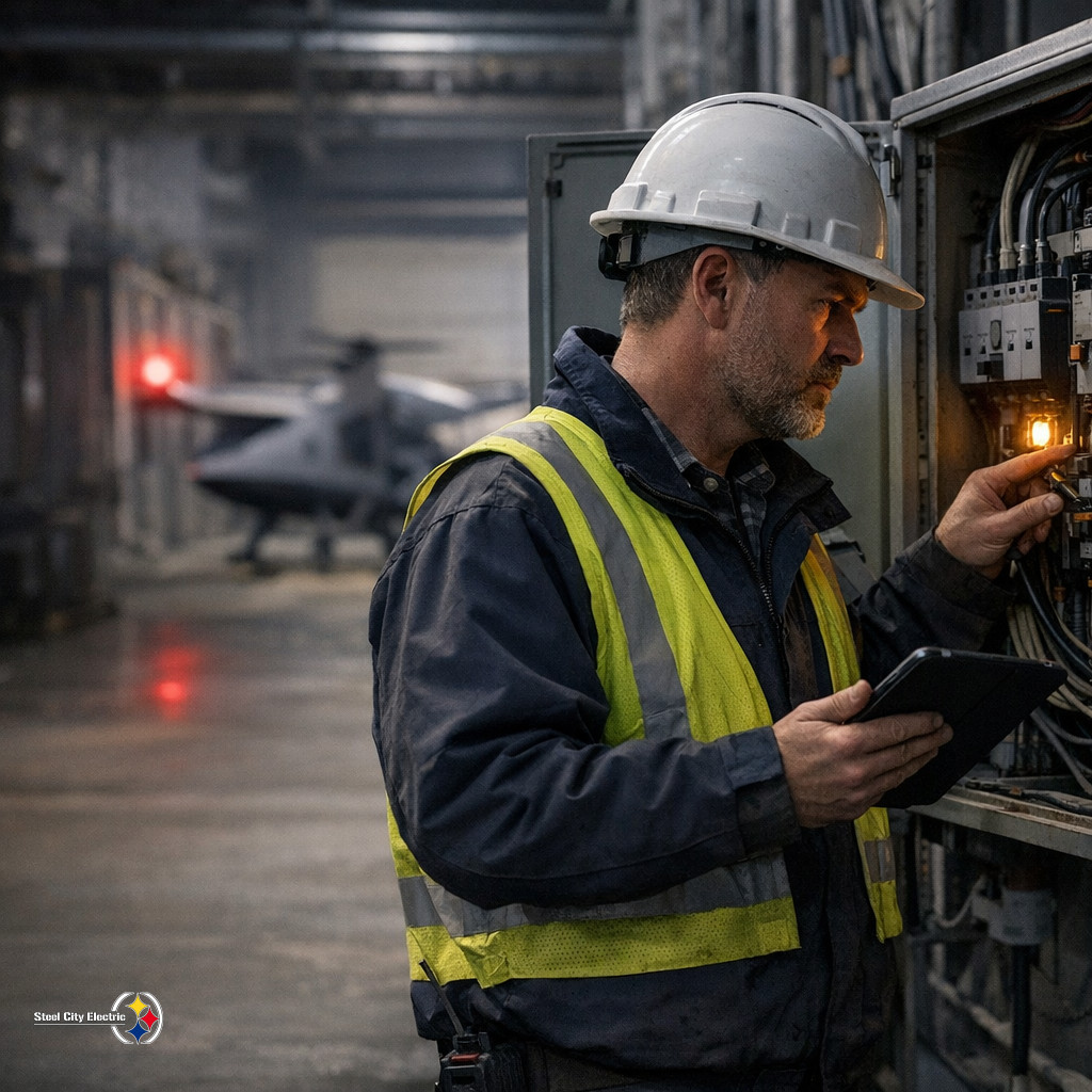 Eve and Hitachi’s eVTOL Charging Push Should Have Facility Teams Reviewing Commercial Emergency Electrical Repair Coverage Now 5 steel city branded 11183 1784463794