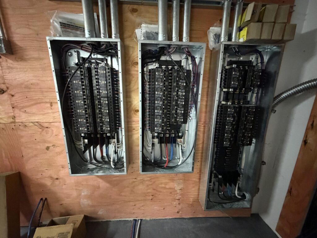 Row of commercial electrical panels installed at IKEA Sarasota
