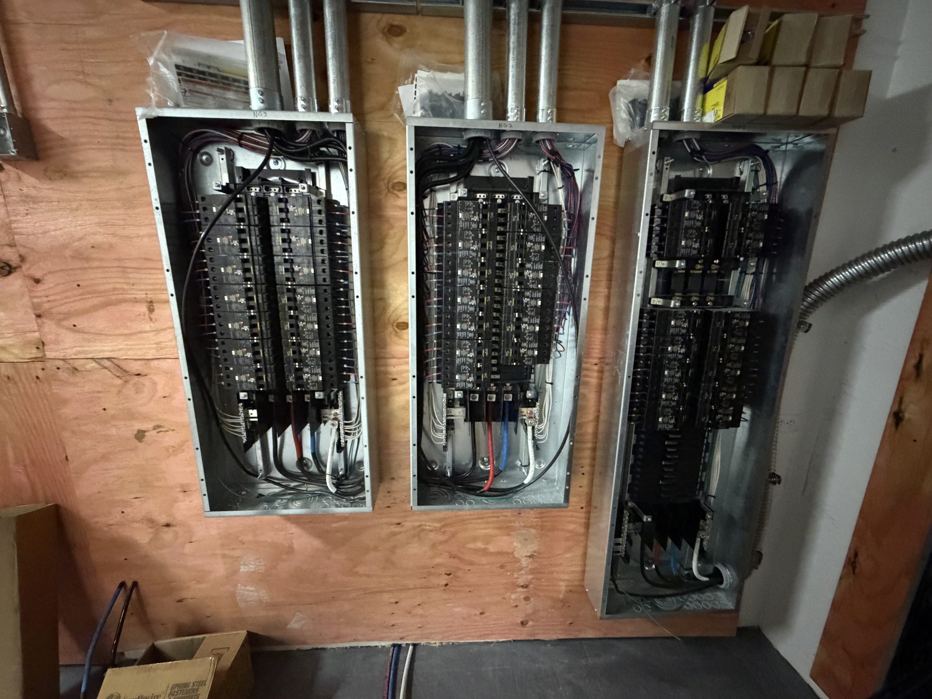 Row of commercial electrical panels installed at IKEA Sarasota