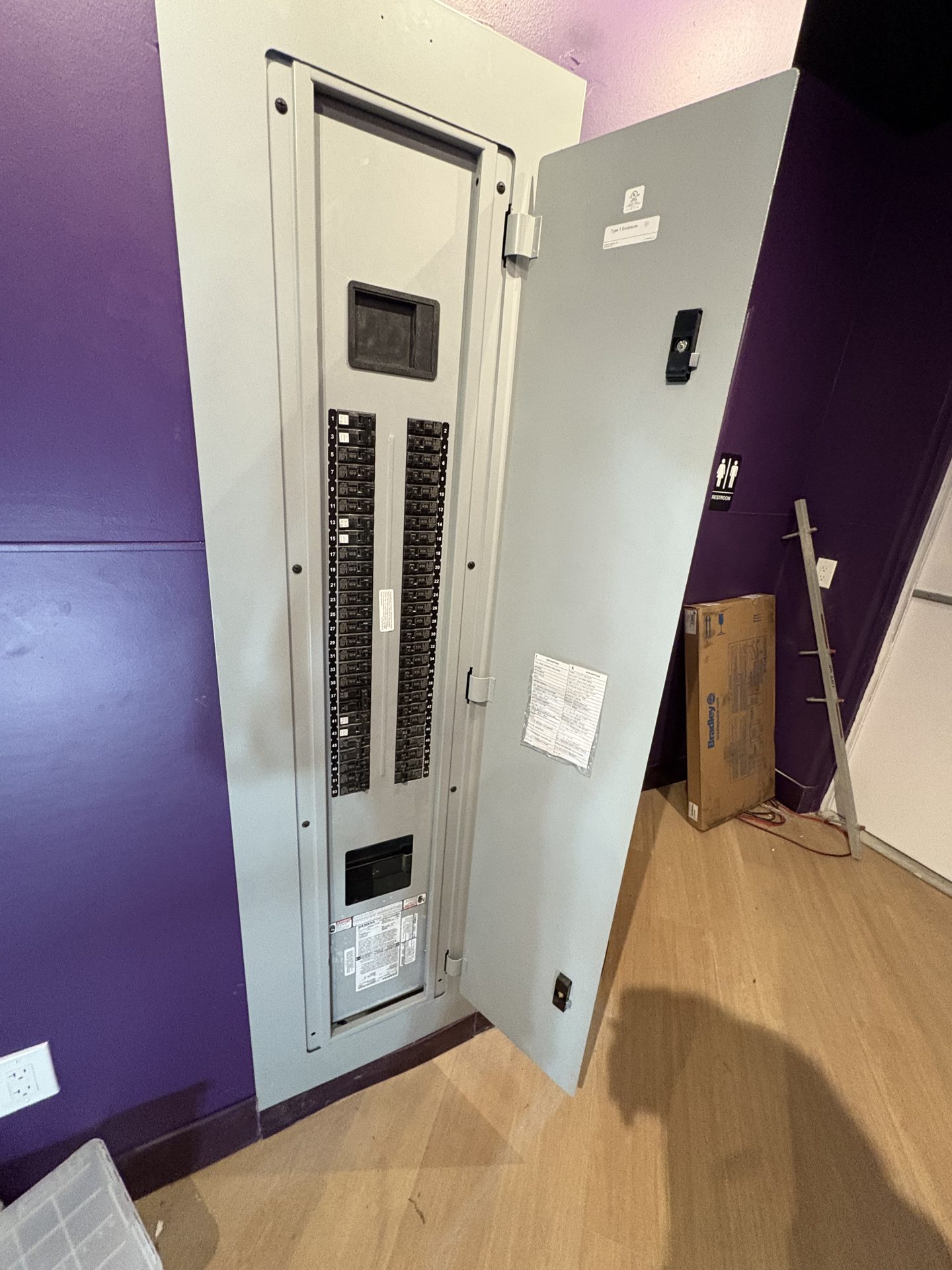 Commercial electrical panel at Insomnia Cookies Sarasota