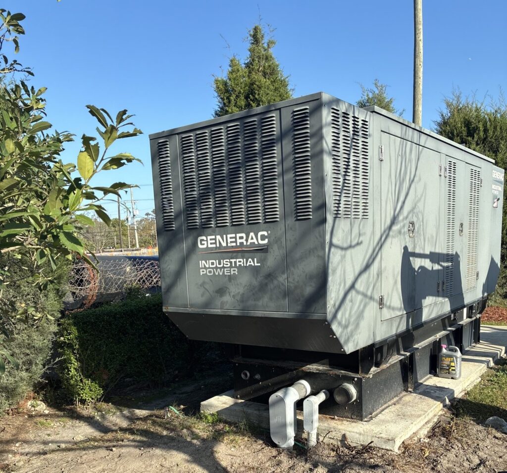 Generac industrial standby generator installed at GEO Group secure facility, Tampa FL – Steel City Electric