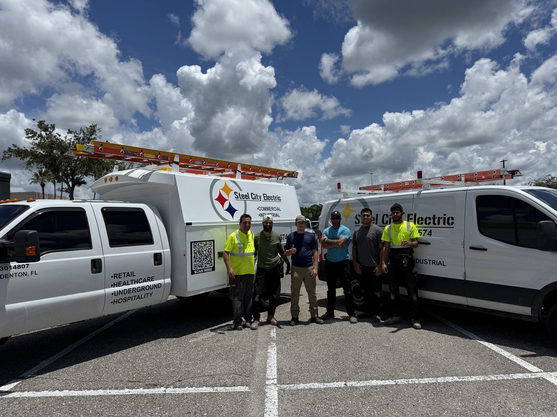 Steel City Electric crew with service trucks in Bradenton Florida