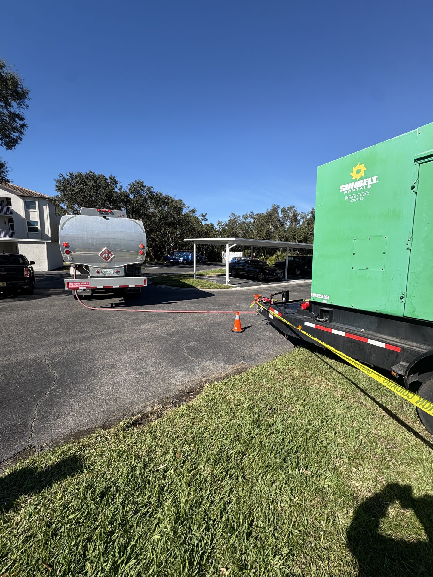 Temporary generator delivered for emergency power at a Sarasota condominium