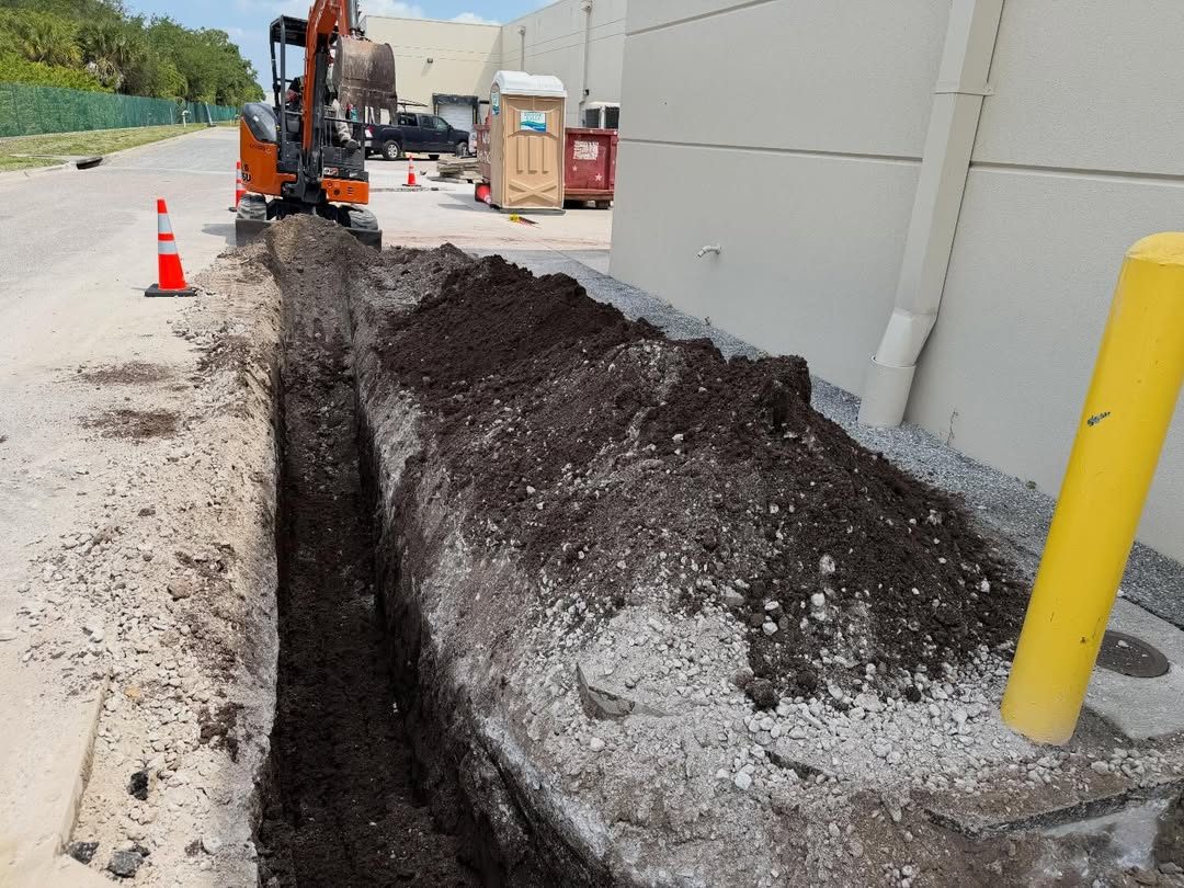 Underground conduit trench along the IKEA Sarasota building